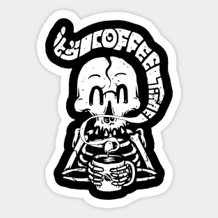 Skeleton Drinking Coffee Sticker